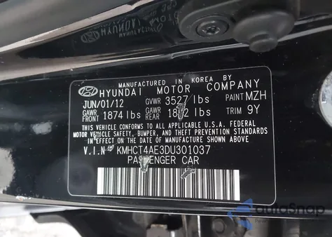 2013 Hyundai Accent Gls from USA, damaged, VIN KMHCT4AE3DU301037